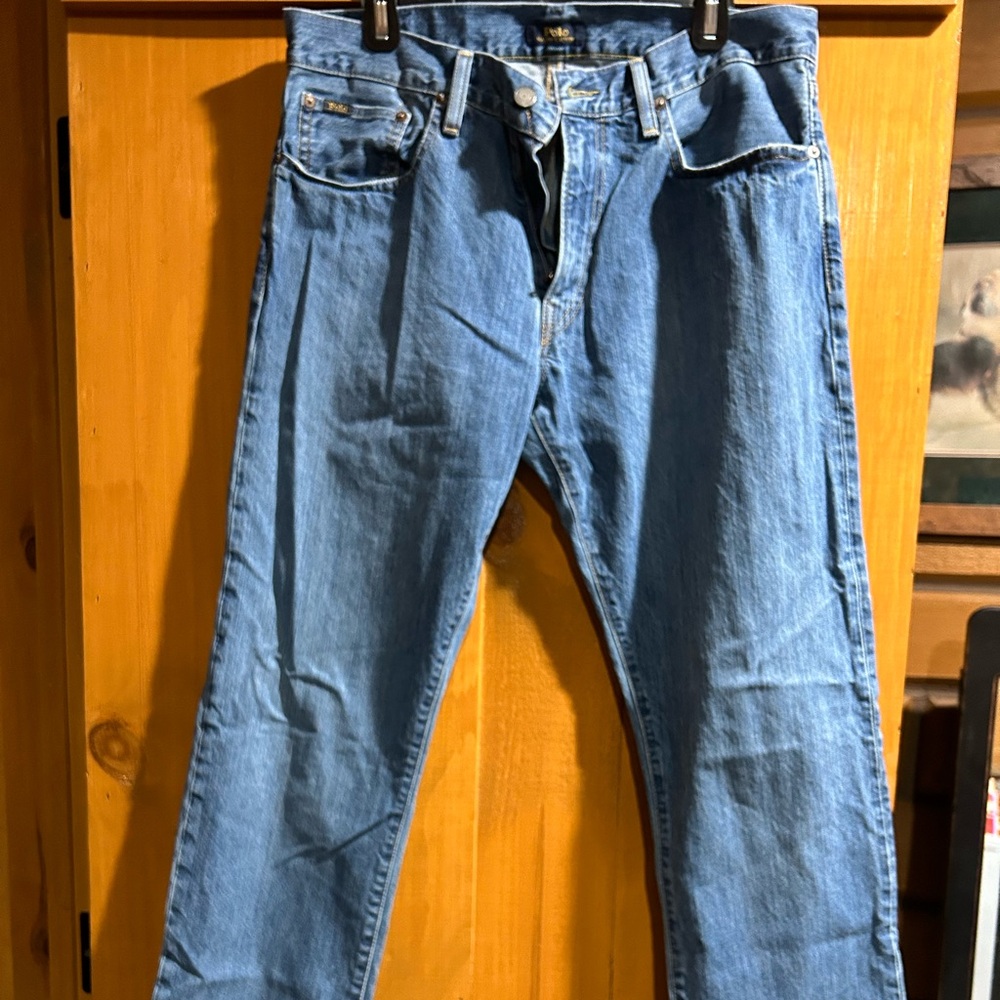 Men’s RL Hampton Relaxed Straight 32x34 light wash zip fly